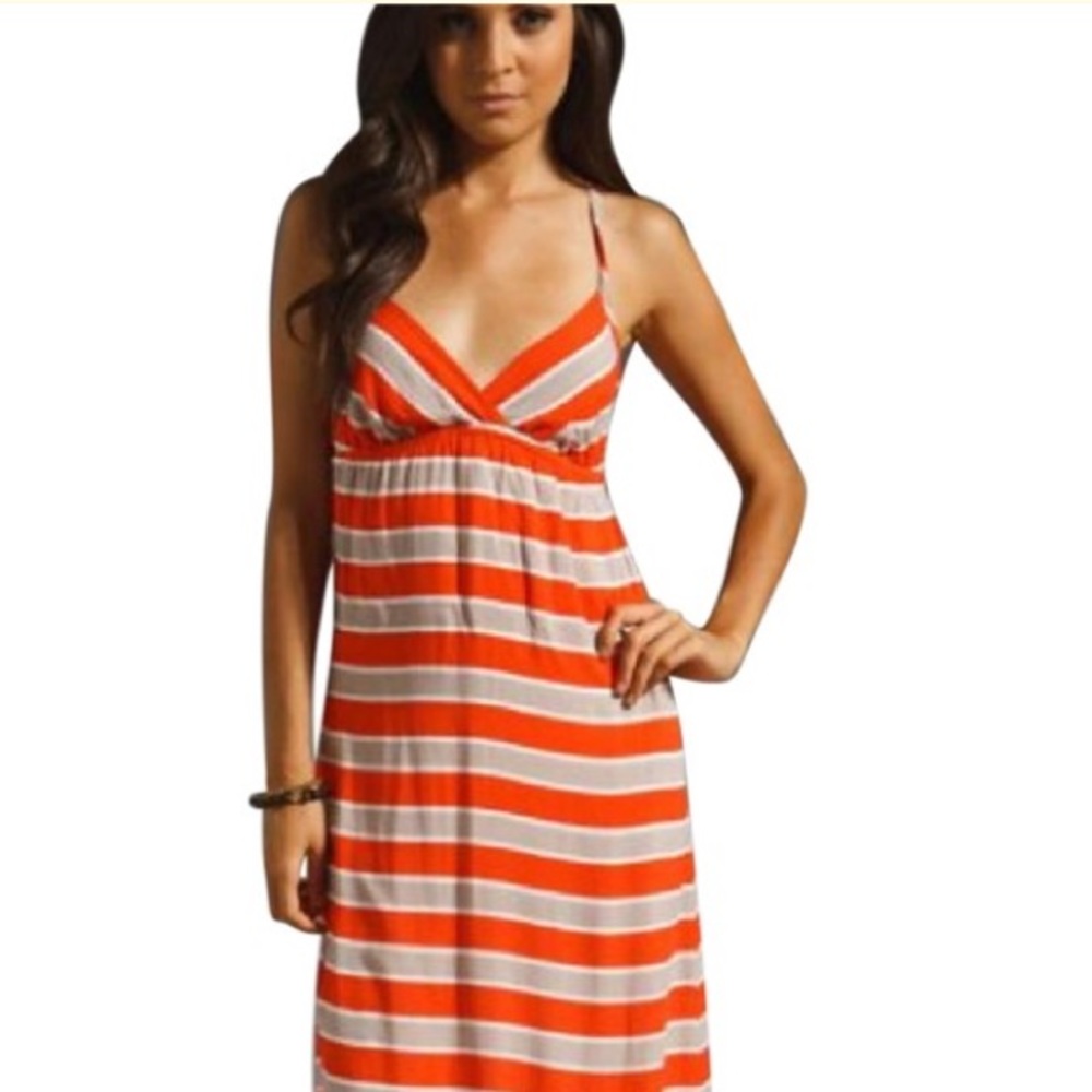 Splendid Orange Racerback Maxi Dress